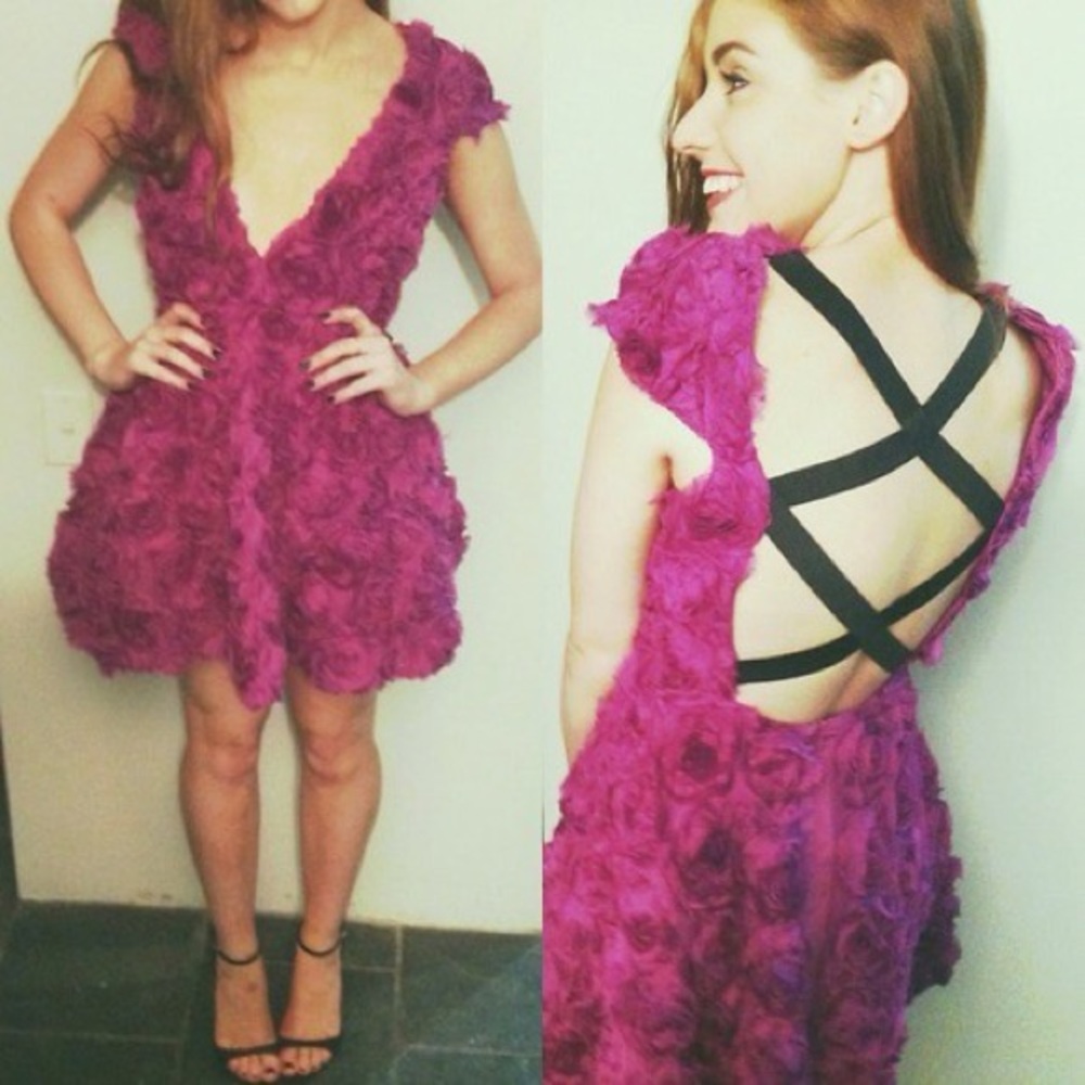 KEEPSAKE THE LABEL purple rose tulle mini dress M